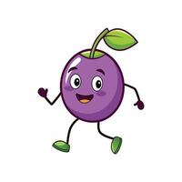 Cute cartoon fruit character running happily. The image features a simplistic, cheerful design style with vibrant colors and clear outlines. vector