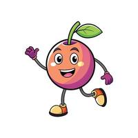 Friendly fruit character running and waving isolated on white vector