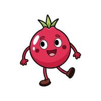 Cartoon Pomegranate Character Dancing with Cheerful Expression Isolated vector