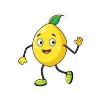 Cartoon Lemon Character Waving Hello, Isolated on White Background vector