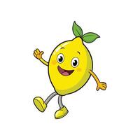 Friendly lemon character waving with a happy expression vector