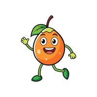 Joyful cartoon fruit character running with a happy expression vector