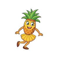 Cheerful pineapple cartoon character dancing with joyful expression vector