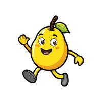 Happy pear character running on a white background vector