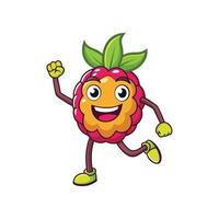 Cartoon Raspberry Mascot Running Joyfully with Smiling Face vector