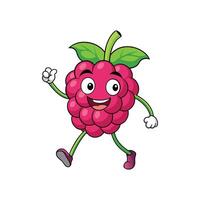 Cartoon raspberry character cheerfully walking against a white background vector