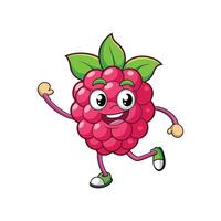 Cheerful Raspberry Cartoon Character Walking With a Happy Expression vector