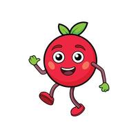 Cartoon cherry character with friendly expression on white background vector