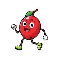 Cartoon Red Fruit Character Running Isolated on White Background vector