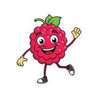 Joyful raspberry cartoon character waving on white background vector