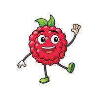 Joyful Raspberry Cartoon Character Waving Hello Isolated on White vector