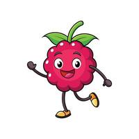 Happy cartoon raspberry character with arms and legs vector