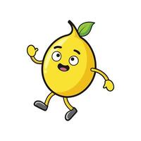 Cartoon lemon character smiling and waving with cheerful expression vector