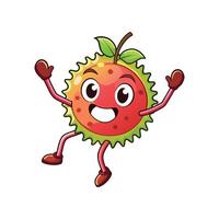 Cute lychee cartoon character mascot with happy expression vector