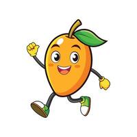 Joyful mango character running with energetic smile expression vector