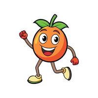 Cartoon tangerine character running with happy expression illustration design vector