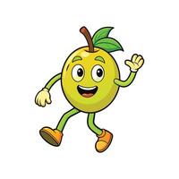 Cartoon apple character waving hello cheerfully with simple background vector