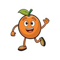 Cartoon style orange character with happy facial expression, waving hello. Bold outlines and simple shapes. Isolated on white background. vector