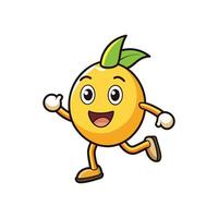 A cheerful orange cartoon character runs dynamically on a white background in a simple flat style. vector