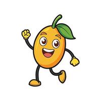 Happy cartoon apricot fruit running enthusiastically with a smile vector
