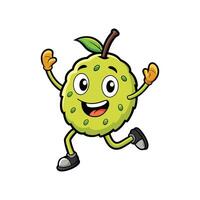 Cartoon Annona fruit mascot character with joyful expression running vector