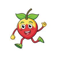 Animated apple character running happily on a white background vector