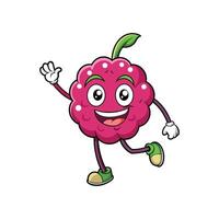 Cartoon raspberry character waving hand, isolated on white background vector