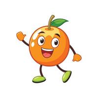 Cheerful orange cartoon character waving with welcoming smile illustration vector