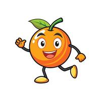 Joyful orange cartoon character illustration waving with a smile vector
