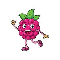 Cartoon raspberry character with arms legs and smile vector