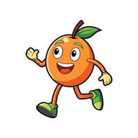 Cartoon Orange Character Running with Friendly Wave Pose vector