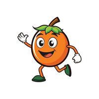 Cartoon orange mascot running and waving, happy illustration vector