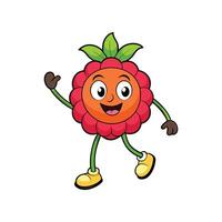 Cartoon raspberry character waving happily on a white background vector