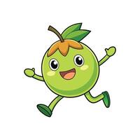 Cartoon lime character running with happy facial expression illustration vector