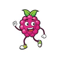 Playful raspberry cartoon character running with cheerful expression vector