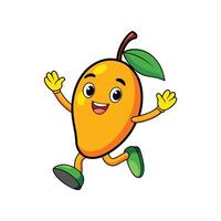 Joyful mango character running with a happy facial expression vector