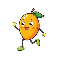 Cartoon mango character happily running with a friendly expression vector