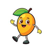 Happy cartoon mango character illustration with friendly expression isolated vector
