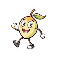 Cheerful mango character walking with friendly expression illustration design vector