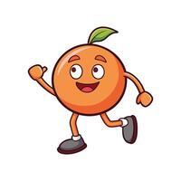 A cheerful orange cartoon character running with a smile, illustration style against a white background, flat design. vector