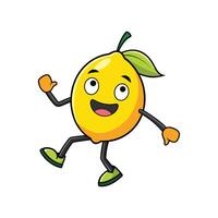 Cartoon lemon character with a happy expression on white vector