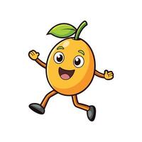 Cheerful cartoon mango character running with happy expression vector