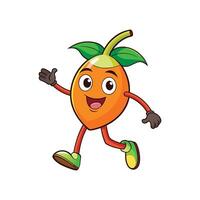 Joyful orange fruit cartoon character walking with happy expression vector