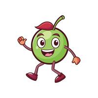 Animated apple character waving, walking, and smiling cheerfully vector