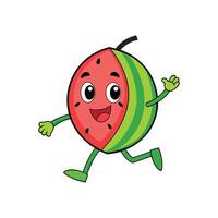 Cartoon watermelon character running isolated on a white background vector