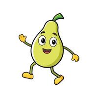 Cartoon Pear Character Waving Arm With Smiling Face vector