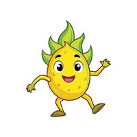 Whimsical lemon character with happy expression dancing joyfully vector