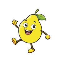 Cartoon pear character with happy expression walking and smiling vector