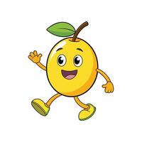 Animated cartoon fruit character with smiling face and waving hand vector