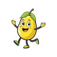 Cartoon mango character walking and smiling happily with open arms vector